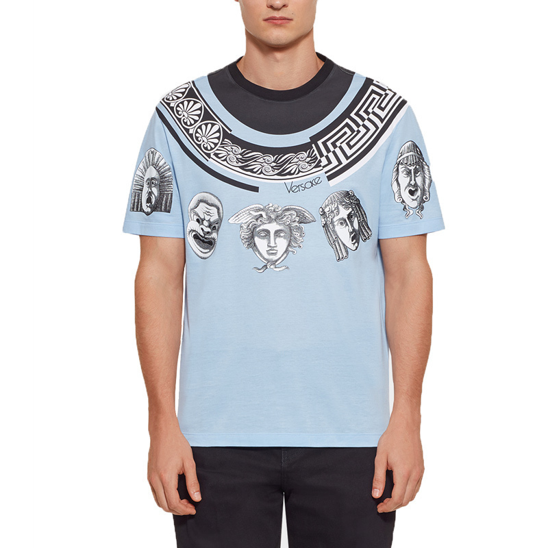VERSACE 范思哲 奢侈品 男士圆领棉质印花短袖T恤 A79332 A225132 A153 (尺码偏大一码）