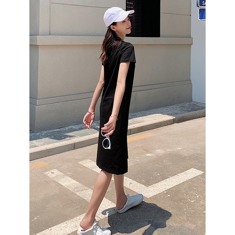 如熙 夏季连衣裙新款过膝t恤裙宽松舒适休闲百搭夏装女裙子