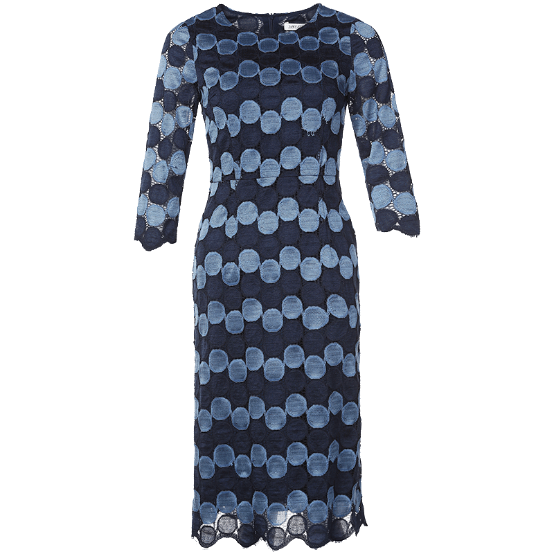 经典故事春季女气质七分袖连衣裙波浪裙摆a字裙