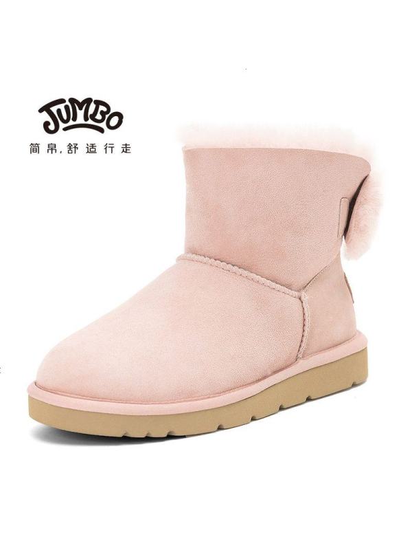 简帛2019秋冬新款澳洲羊皮毛一体雪地靴女中筒加厚保暖防滑5607