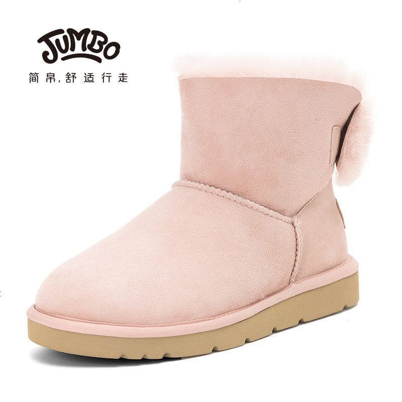 简帛2019秋冬新款澳洲羊皮毛一体雪地靴女中筒加厚保暖防滑5607图片