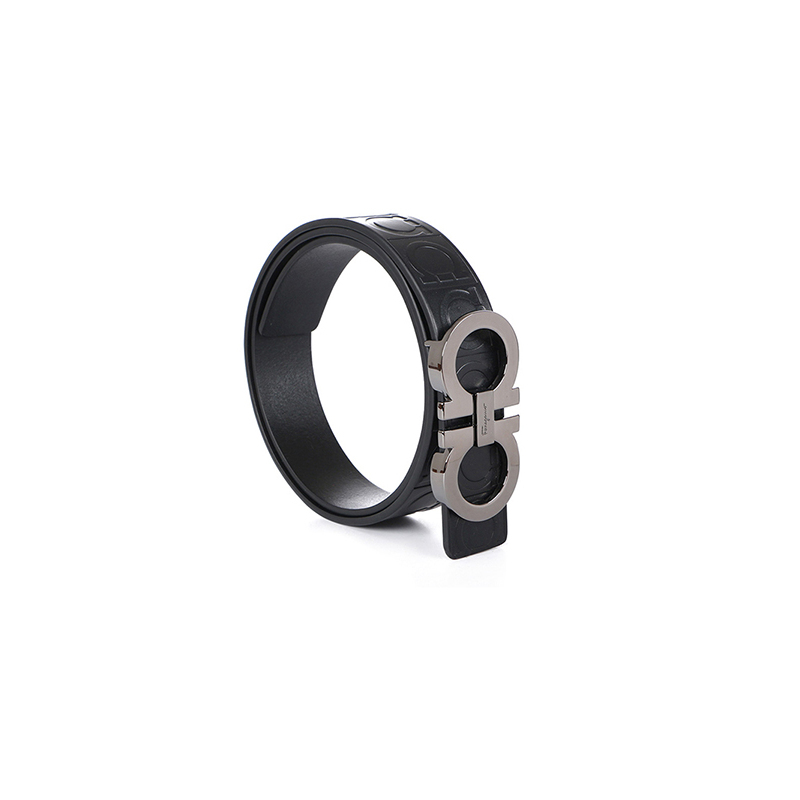 Ferragamo 菲拉格慕腰带 男士牛皮压花板扣式皮带箱包配件黑色95 CM 679169 05871