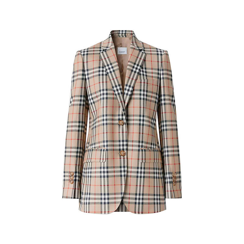 博柏利/巴宝莉 BURBERRY 女款绵羊毛方正版型量裁西服上衣外套8033466