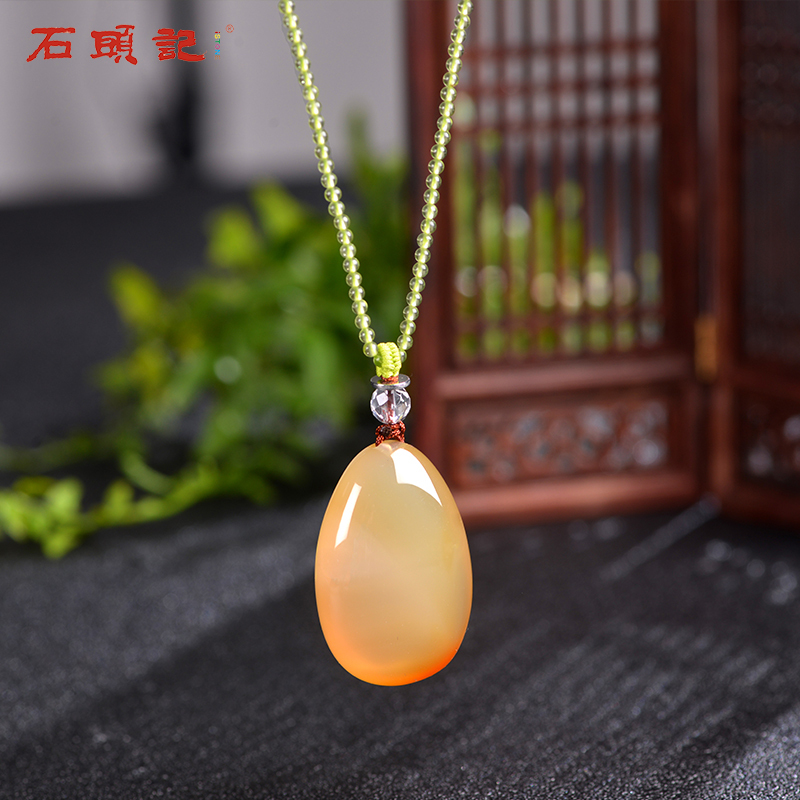 石头记玉贵人串珠项链女天然玛瑙玉髓京白玉吊坠长款毛衣链百搭