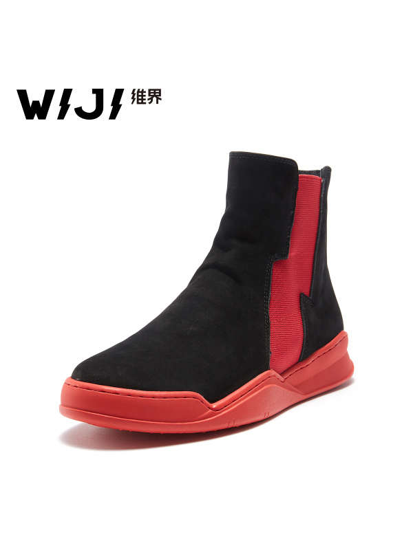 WIJI靴子女冬季新款英伦风休闲时尚切尔西靴平底个性潮流高帮板鞋