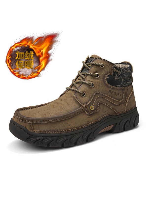 英伦班纳(ENLEN&BENNA)2019新款男鞋户外休闲男皮鞋英伦真皮高帮工装大码户外运动鞋子潮