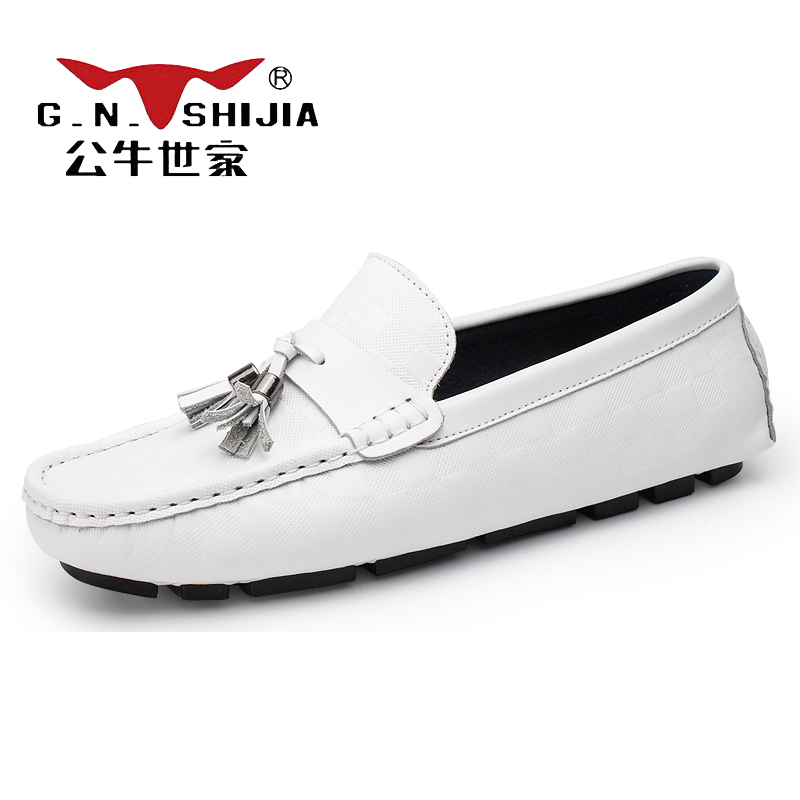 公牛世家(G.N.Shi Jia)男士真皮休闲鞋低帮商务皮鞋套脚豆豆鞋GN8004