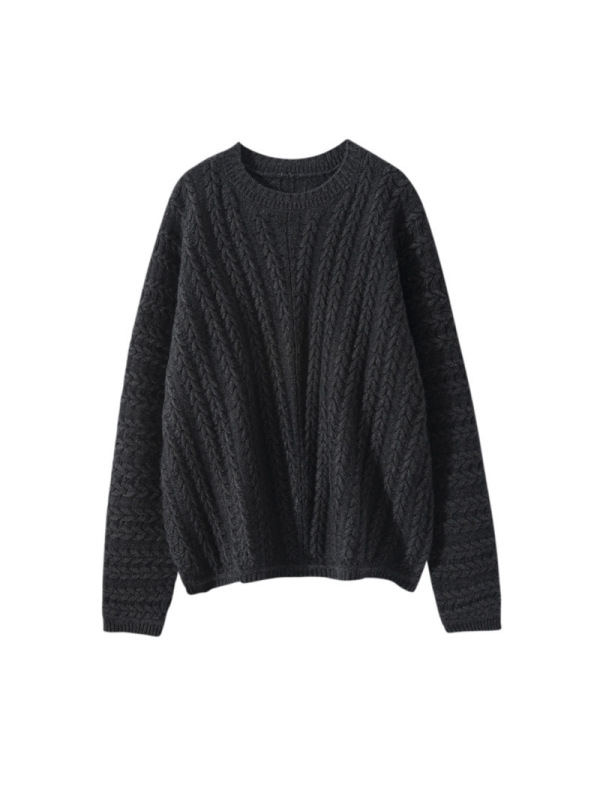 五针三股重磅厚款山羊绒衫女针织打底衫宽松长袖圆领上衣毛衣内搭