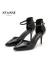 St&Sat/星期六尖头一字式扣带中空细高跟单鞋SS81114643