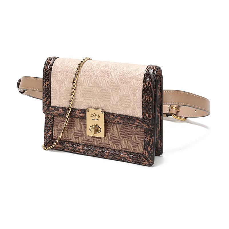 COACH 蔻驰 奢侈品 女士 专柜款HUTTON系列涂层帆布配皮单肩斜挎包胸包腰包 89237