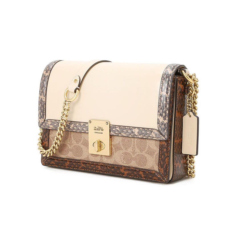 COACH 蔻驰 HUTTON 口盖包 金属方扣 老花拼皮 C2584图片