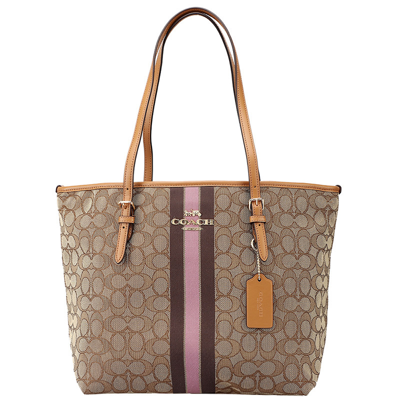 coach蔻驰手提包女士帆布手提单肩托特包欧美时尚视频