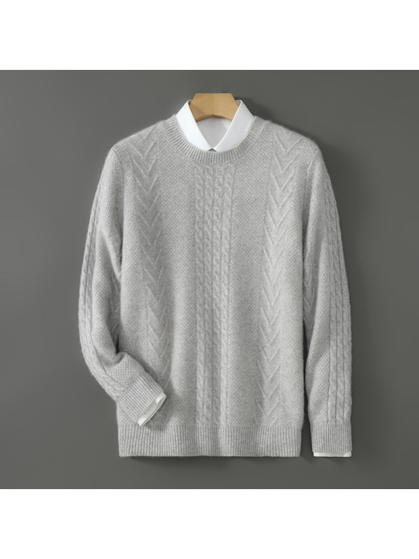 秋冬款羊毛圆领加厚男士羊毛衫长袖套头休闲毛衣商务大码针织打底