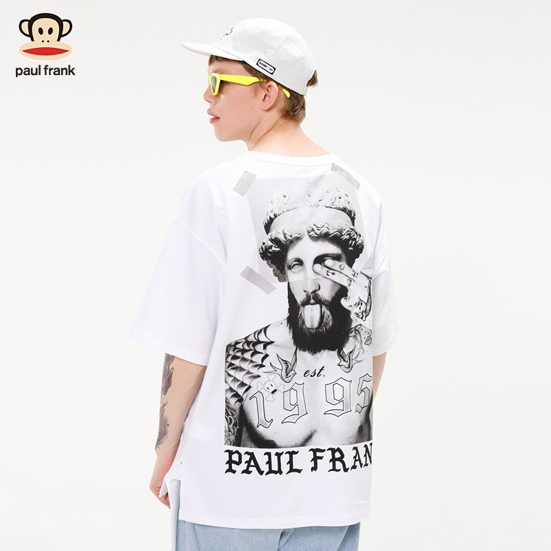 Paul Frank/大嘴猴夏季新款短袖T恤男人像印花上衣宽松街头G