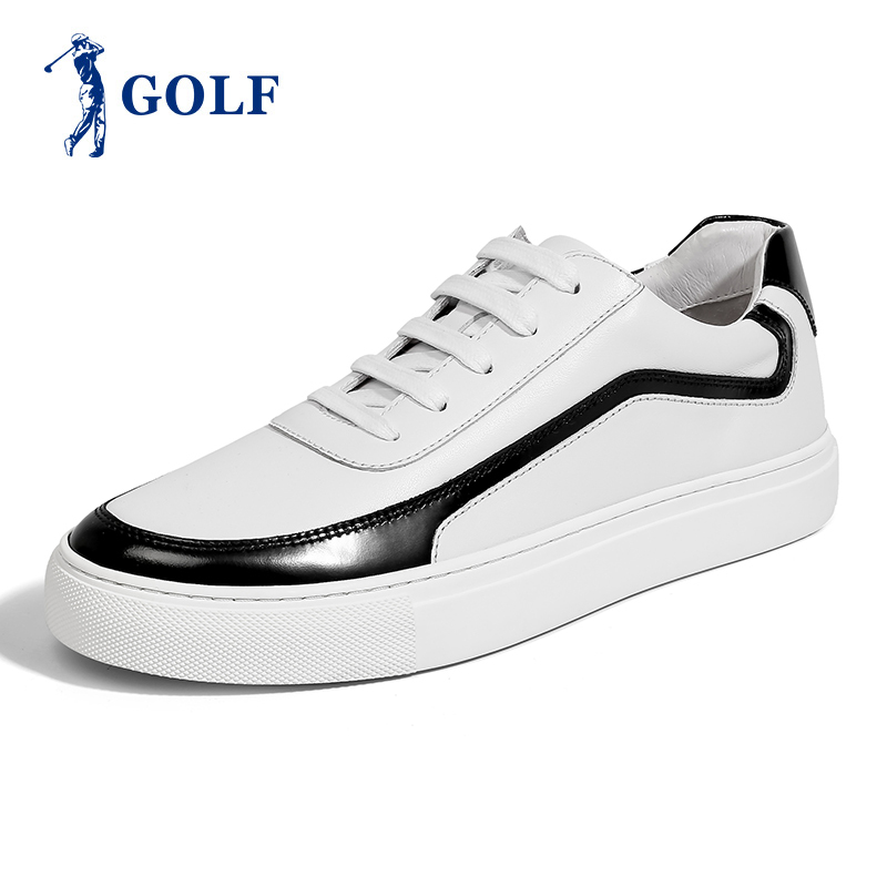 GOLF男鞋板鞋男春季拼色日常韩版潮流鞋子时尚百搭低帮真皮休闲鞋
