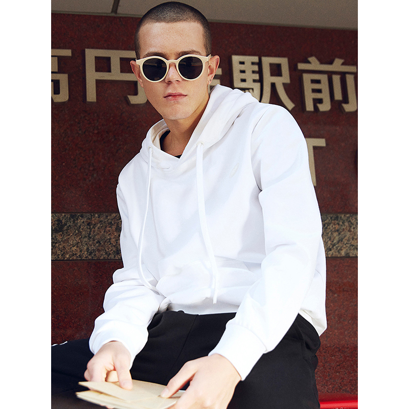 马克华菲男装2019春装新款ins潮流印花大口袋上衣连帽套头卫衣男
