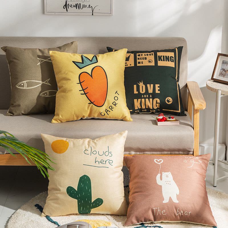 Ceba加厚亚麻布艺抱枕客厅大号靠垫沙发办公室床头靠枕腰枕简约靠背套图片