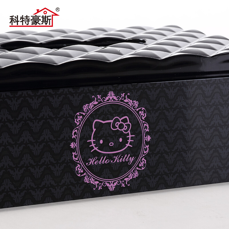 科特豪斯欧式纸巾盒客厅车用纸巾收纳盒 Hellokitty欧式图案黑色