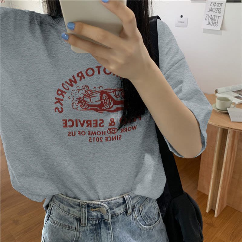 夏季韩版宽松短袖T恤女韩版新款bf风大码上衣情侣打底衫图片