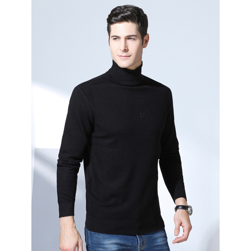 恒源祥纯羊毛衫秋冬款半高领毛衣男商务百搭针织打底衫