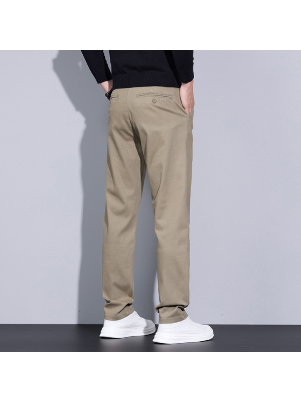 蓝色轻奢高级感休闲裤男商务休闲基础款百搭弹力商务中年长裤男士