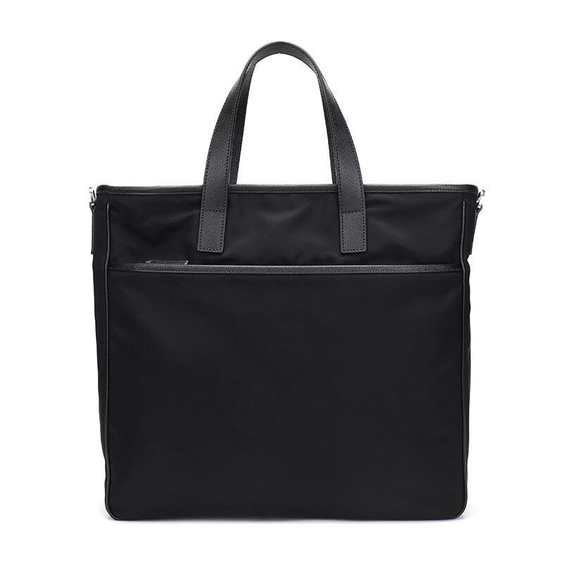 prada普拉达男士黑色织物手提袋单肩包2vg860064