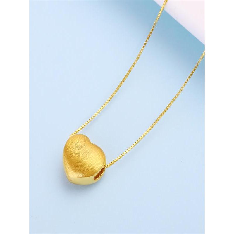 手拉手slaso黄金吊坠女士爱心吊坠心形吊坠3d硬金心心吊坠项链足金999