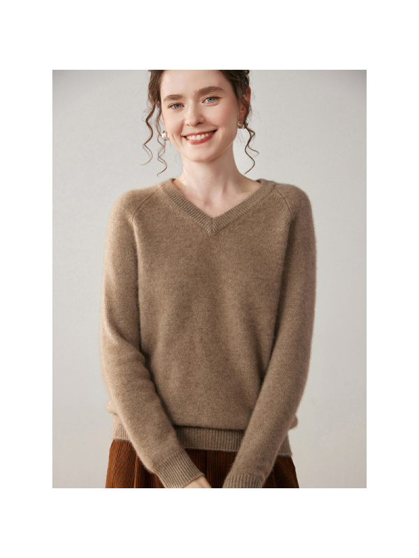 柔软糯山羊绒女士时尚简约百搭打底宽松羊绒衫秋冬新款内搭针织衫