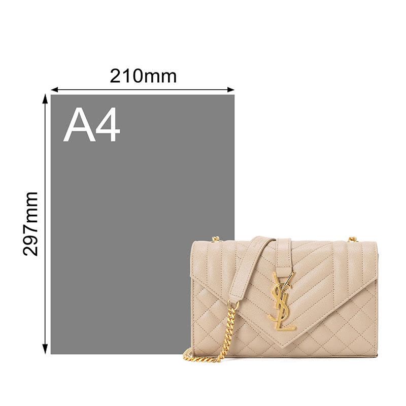 预订 YSL 圣罗兰 ENVELOPE 单肩包 斜挎包 链条包 信封包小号 字母LOGO绗缝皮600195金链图片