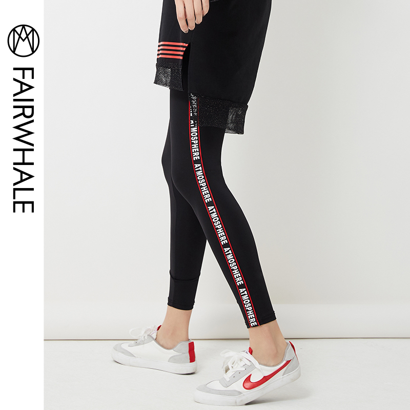 马克华菲女装2019秋休闲裤女打底裤九分裤小脚修身弹力紧身裤