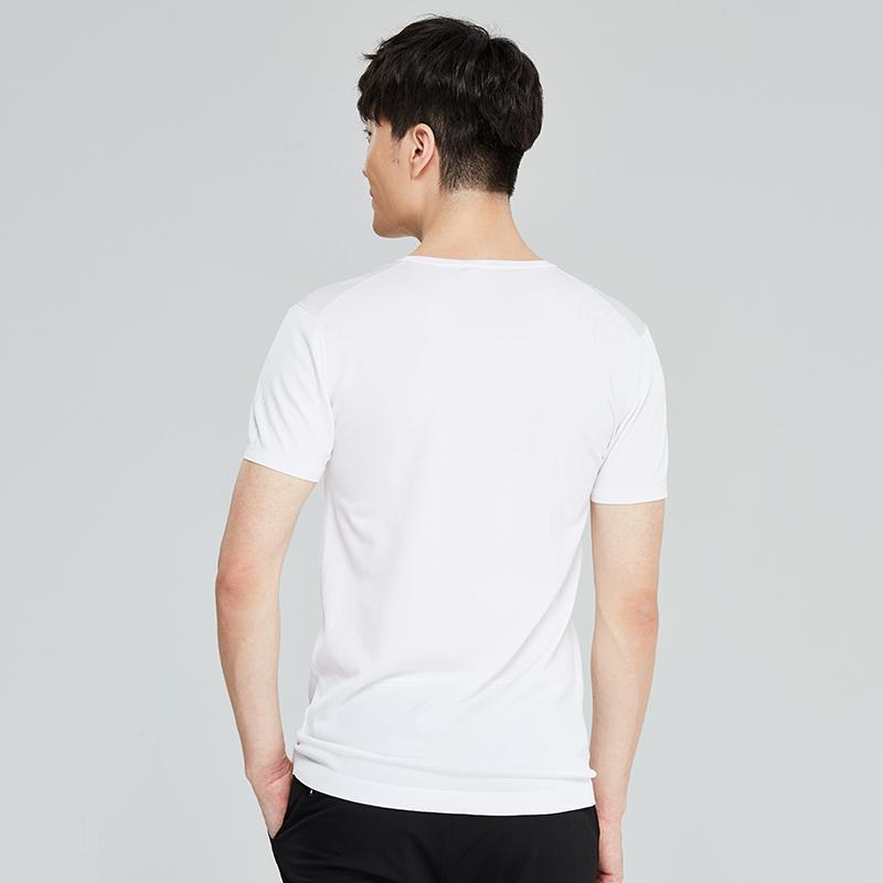 才子男装tries针织短袖t恤男士夏季新款修身植物印花透气圆领体恤