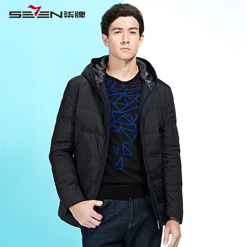 柒牌seven男装冬季羽绒服青年时尚商务修身白鸭绒保暖外套