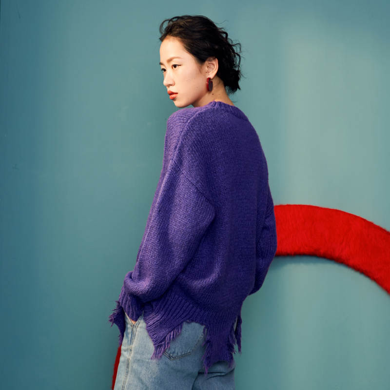 森宿Y套头针织毛衣女早秋冬装2018新款ins网红宽松慵懒风圆领上衣