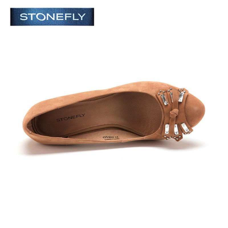斯通富来STONEFLY特价春牛皮圆头高跟春浅口休闲单鞋女SD41115601图片