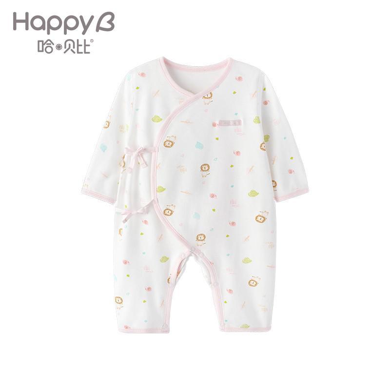 哈贝比（happyB）婴儿连体衣春秋绑带和尚新生儿宝宝衣服纯棉长袖哈衣爬服婴儿外出服