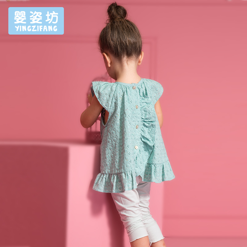 婴姿坊女童夏装新款套装童装女宝宝时尚韩版短袖打底裤两件套