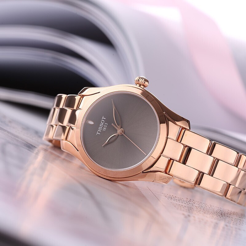 天梭tissot手表海浪系列钢带休闲气质优雅女士石英表
