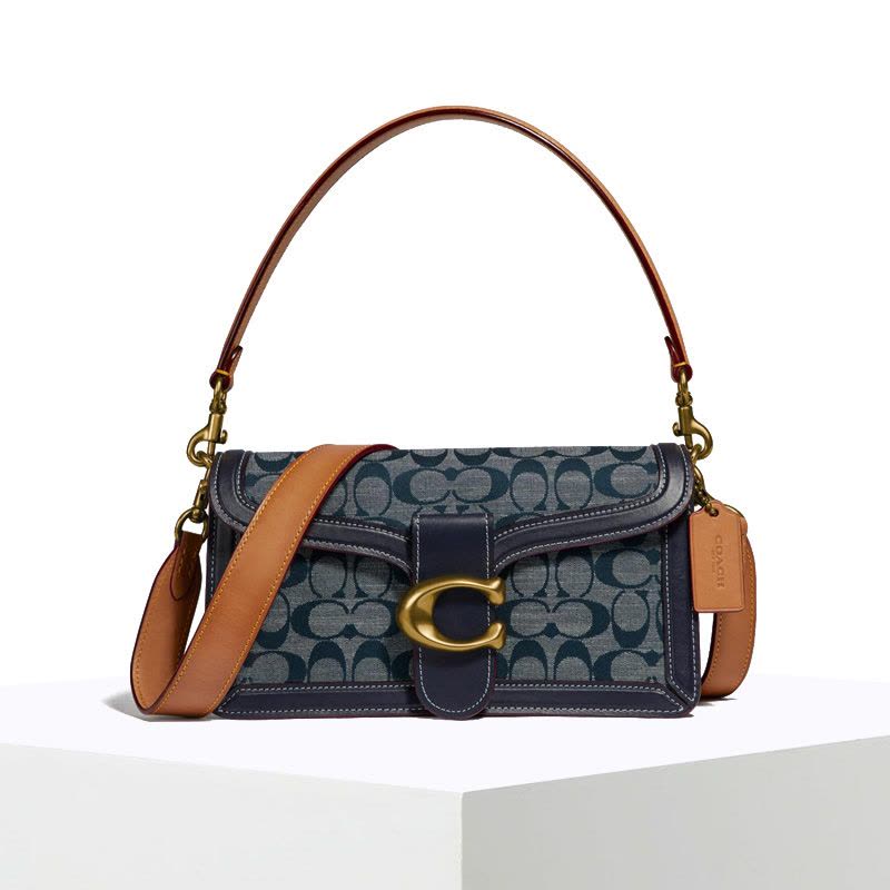 COACH\蔻驰 CHAMBRAY TABBY 通勤肩背手提单肩包 C扣牛仔 26*15*7.5CM织物\牛皮革图片