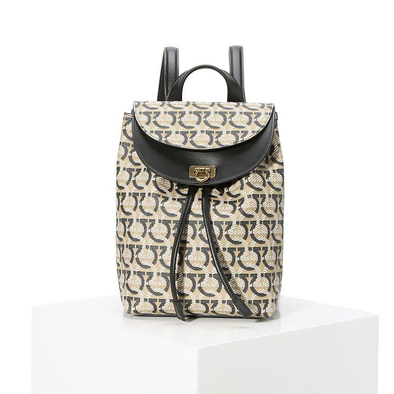 预订FERRAGAMO GANCINI 老花款 双肩包21H987 金扣图片