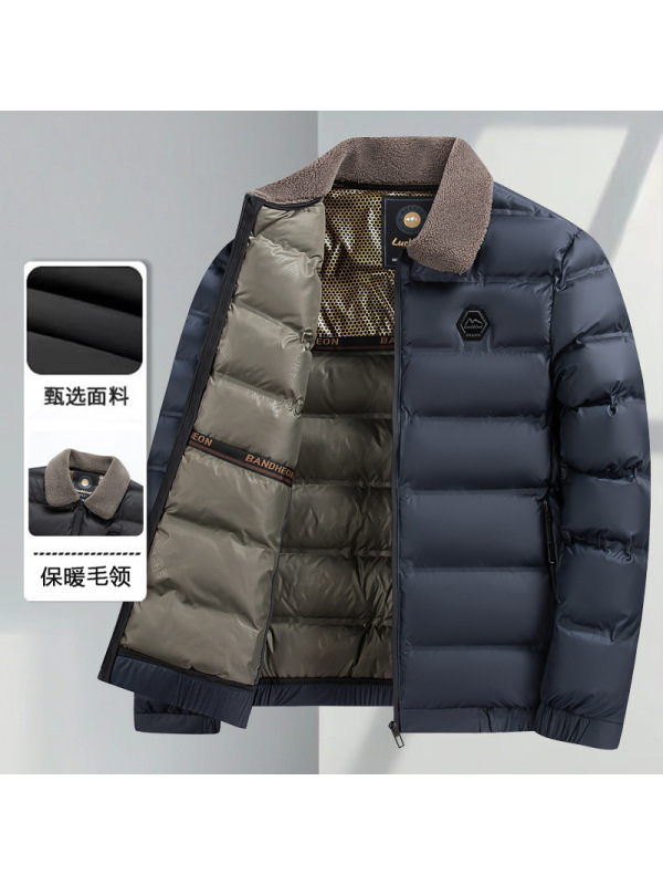 冬季加厚棉衣男士保暖毛领中年石墨烯外套男装商务轻奢棉服外套