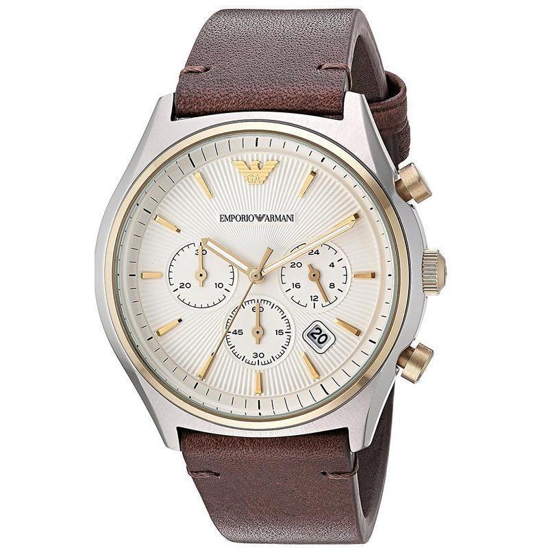 阿玛尼(EMPORIO ARMANI)手表 三眼计时皮带石英表男表AR11033