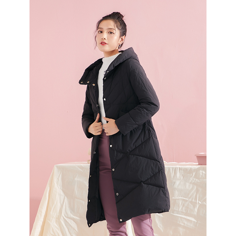 千仞岗2018新品羽绒服女韩版廓形纯色连帽休闲羽绒外套