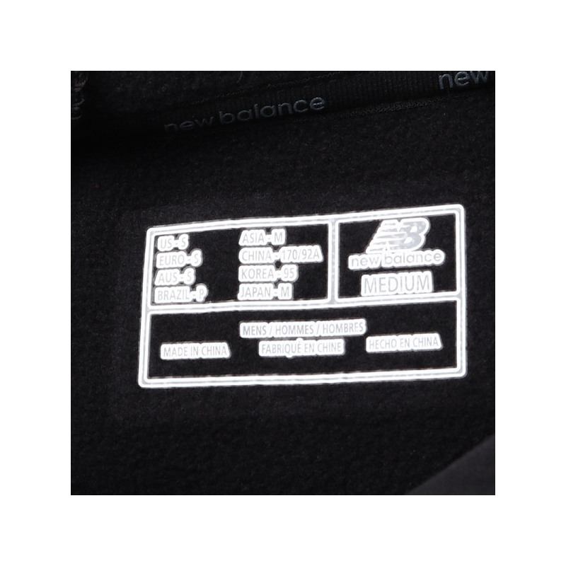 【自营】New Balance/NB男装卫衣连帽印花休闲长袖套头衫AMT81009 L AMT81009-BKW黑+白