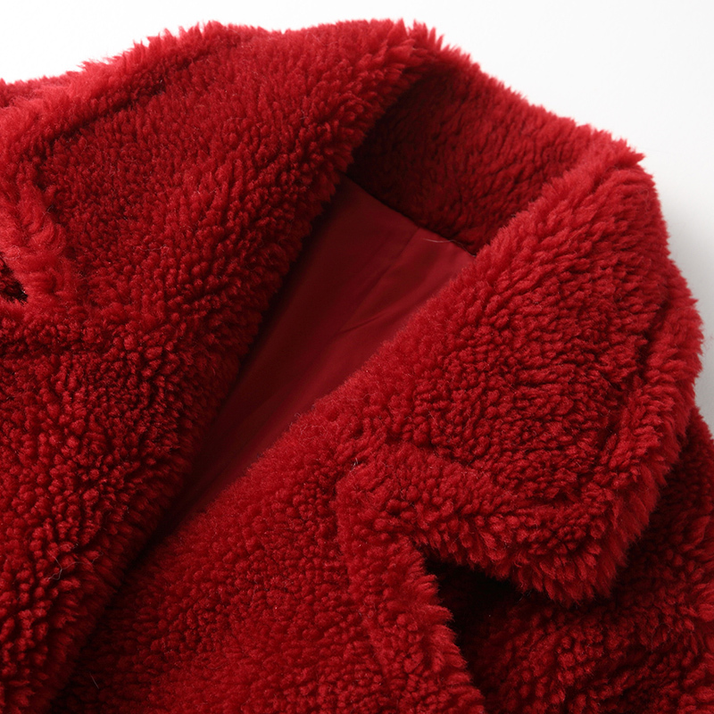 女款时尚长款直筒潮流大颗粒羊剪绒羊毛皮草大衣