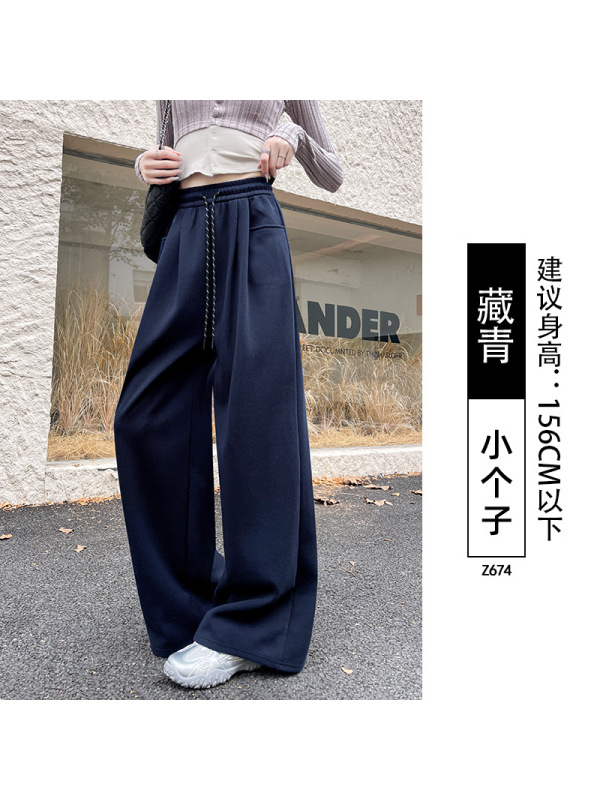 灰色运动裤女春秋季新款秋冬加绒直筒卫裤小个子休闲阔腿裤子