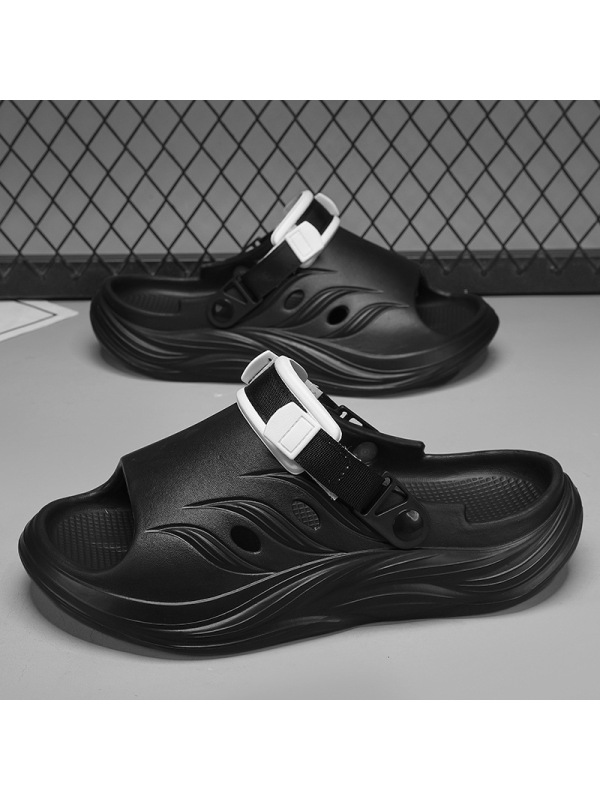 情侣款大码slippers鱼嘴一字防滑EVA踩屎感夏季沙滩拖鞋男鞋