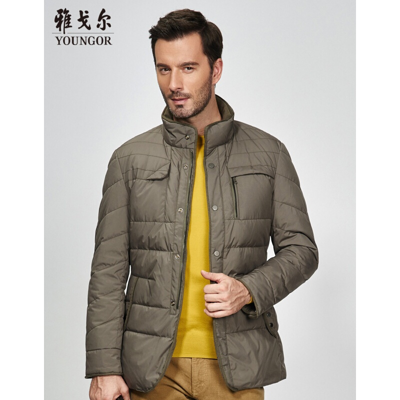 雅戈尔youngor春冬男士羽绒服商务休闲咸菜17092a
