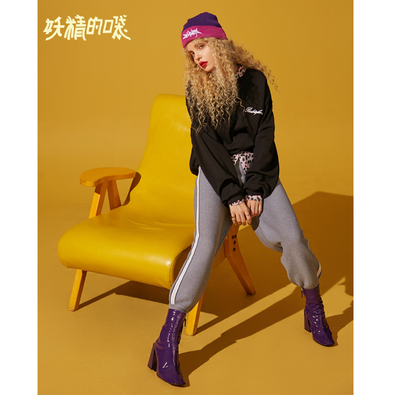 妖精的口袋Y侧条纹运动裤女秋装韩版宽松哈伦裤休闲长裤Q_1