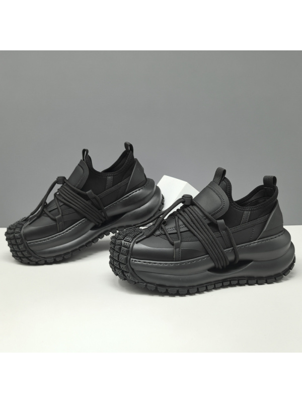 男生黑色厚底增高鞋百搭老爹鞋男款潮鞋欧洲站男鞋男士透气休闲鞋