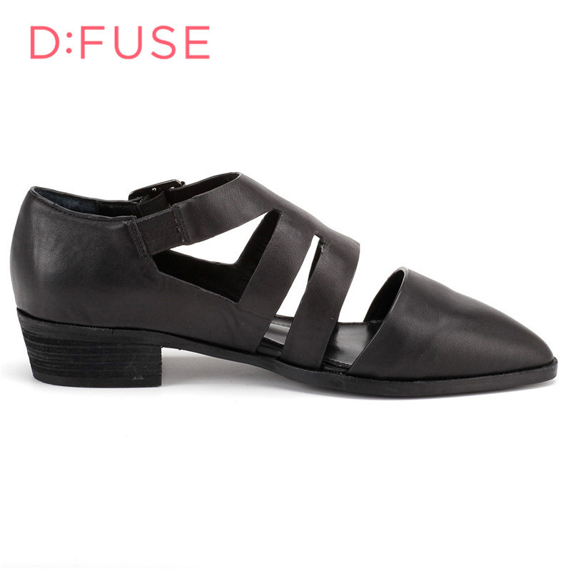 迪芙斯D:FUSE牛皮尖头中跟套脚饰扣深口鞋女 DF61114011